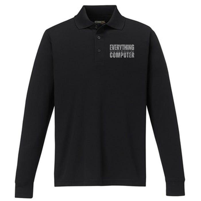  EVERYTHING IS COMPUTER Tech Support D.O.G.E  Performance Long Sleeve Polo