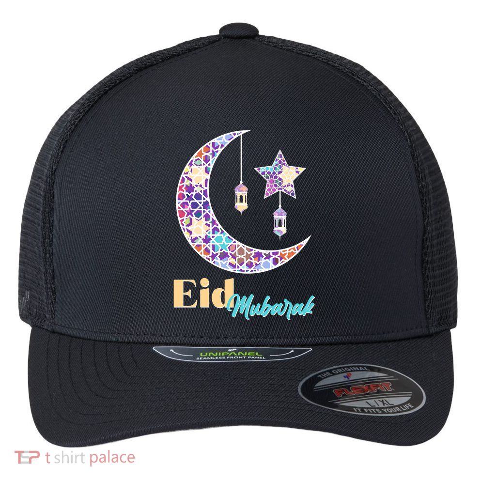 Eid Mubarak Happy Ramadan  Flexfit Unipanel Trucker Cap