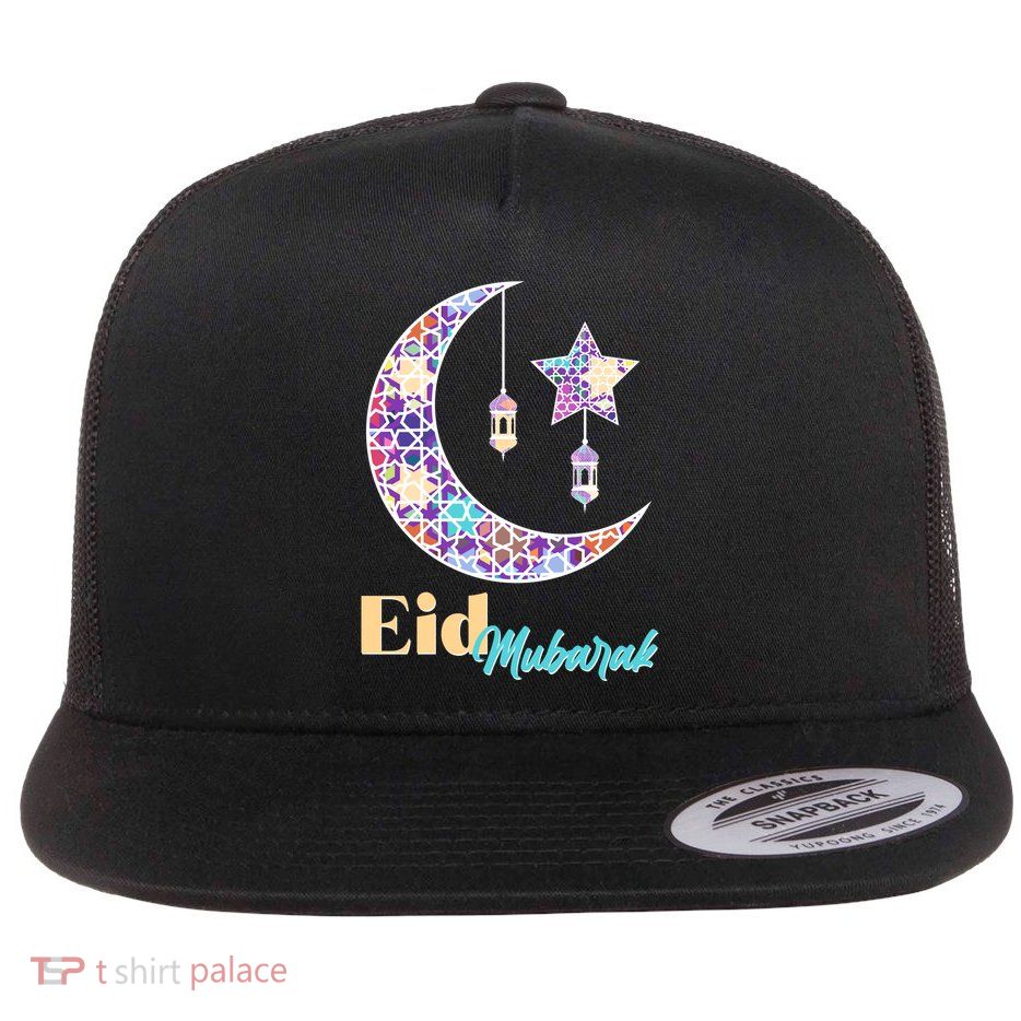 Eid Mubarak Happy Ramadan  Flat Bill Trucker Hat