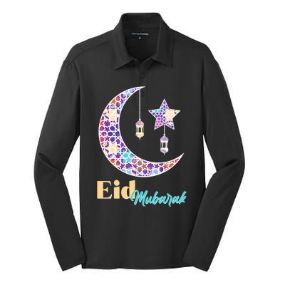 Eid Mubarak Happy Ramadan  Silk Touch Performance Long Sleeve Polo