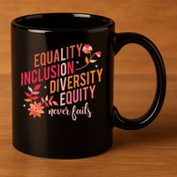 Equality Inclusion Diversity Equity Love Never Fails Teacher 11oz C Handle Ceramic Mug