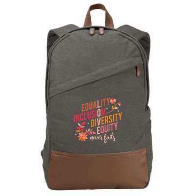 Equality Inclusion Diversity Equity Love Never Fails Teacher Cotton Canvas Backpack
