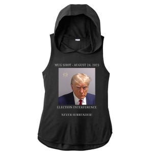 Election Interference Donald Trump Mugshot Ladies PosiCharge Tri-Blend Wicking Draft Hoodie Tank