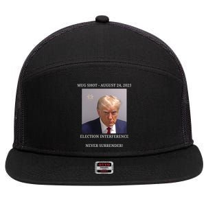 Election Interference Donald Trump Mugshot 7 Panel Mesh Trucker Snapback Hat