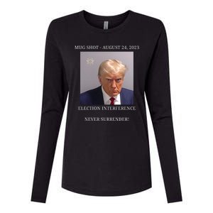 Election Interference Donald Trump Mugshot Womens Cotton Relaxed Long Sleeve T-Shirt