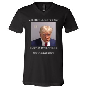 Election Interference Donald Trump Mugshot V-Neck T-Shirt