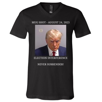 Election Interference Donald Trump Mugshot V-Neck T-Shirt