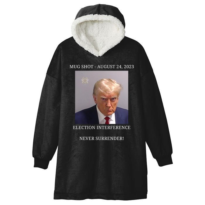 Election Interference Donald Trump Mugshot Hooded Wearable Blanket