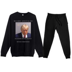 Election Interference Donald Trump Mugshot Premium Crewneck Sweatsuit Set