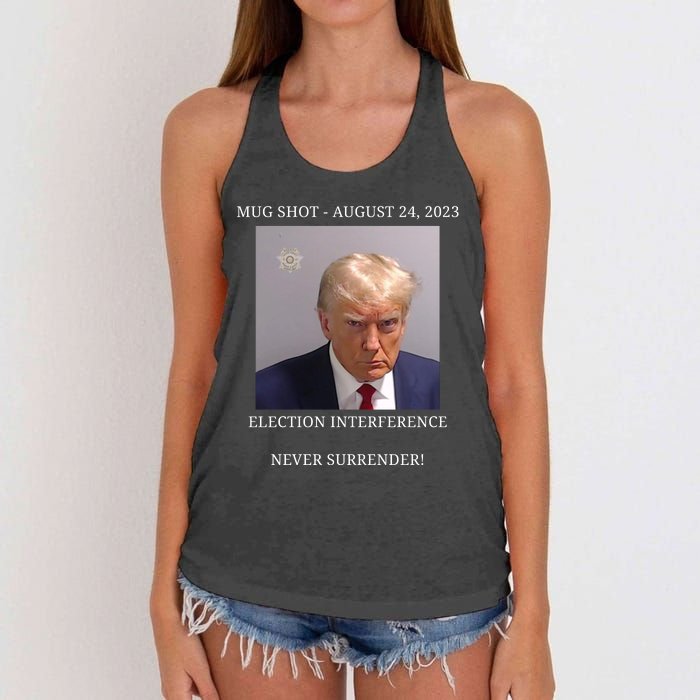 Election Interference Donald Trump Mugshot Women's Knotted Racerback Tank