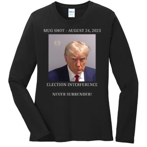 Election Interference Donald Trump Mugshot Ladies Long Sleeve Shirt