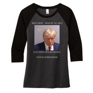 Election Interference Donald Trump Mugshot Women's Tri-Blend 3/4-Sleeve Raglan Shirt