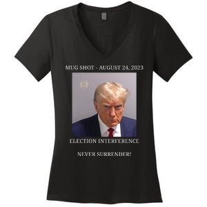 Election Interference Donald Trump Mugshot Women's V-Neck T-Shirt