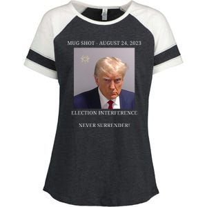 Election Interference Donald Trump Mugshot Enza Ladies Jersey Colorblock Tee