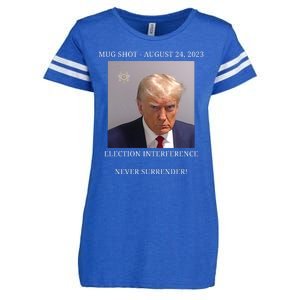 Election Interference Donald Trump Mugshot Enza Ladies Jersey Football T-Shirt