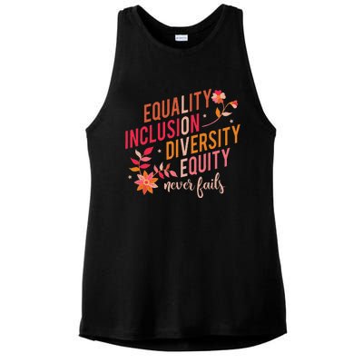 Equality Inclusion Diversity Equity Love Never Fails Teacher Ladies PosiCharge Tri-Blend Wicking Tank