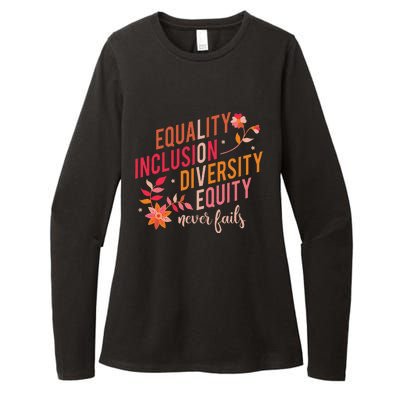 Equality Inclusion Diversity Equity Love Never Fails Teacher Womens CVC Long Sleeve Shirt