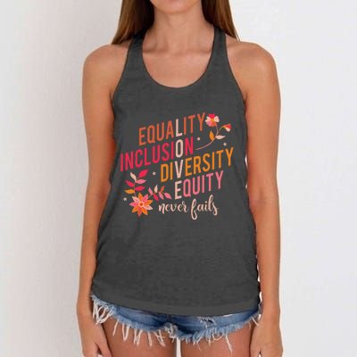 Equality Inclusion Diversity Equity Love Never Fails Teacher Women's Knotted Racerback Tank