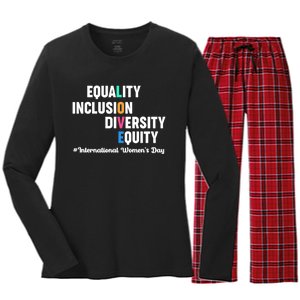 Equality Inclusion Diversity Equity International Women Day Women's Long Sleeve Flannel Pajama Set 