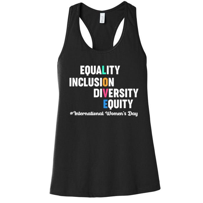 Equality Inclusion Diversity Equity International Women Day Women's Racerback Tank