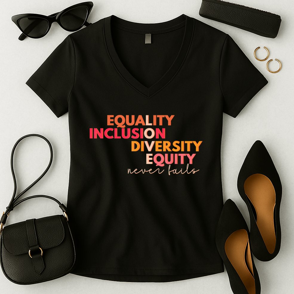 Equality Inclusion Diversity Equity Love Never Fails Teacher TShirt Women's V-Neck T-Shirt