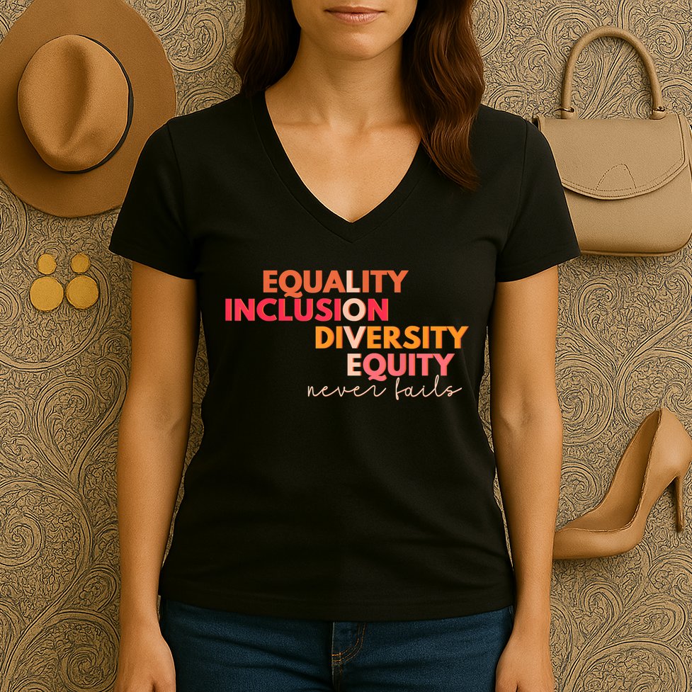 Equality Inclusion Diversity Equity Love Never Fails Teacher TShirt Women's V-Neck T-Shirt