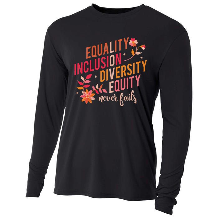 Equality Inclusion Diversity Equity Love Never Fails Teacher Cooling Performance Long Sleeve Crew