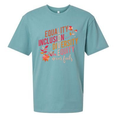 Equality Inclusion Diversity Equity Love Never Fails Teacher Sueded Cloud Jersey T-Shirt