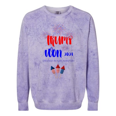 Election Inauguration Donald Trump Won 2024 Colorblast Crewneck Sweatshirt