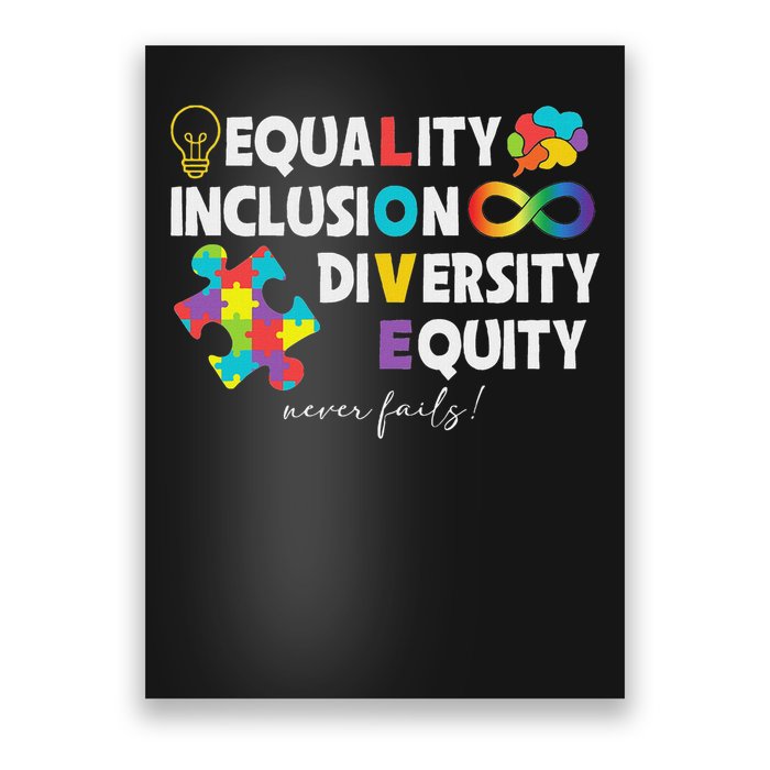 Equality Inclusion Diversity Equity Love Autism Awareness Poster