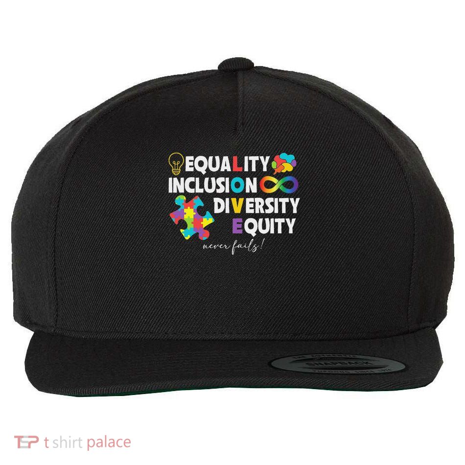 Equality Inclusion Diversity Equity Love Autism Awareness Wool Snapback Cap