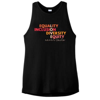 Equality Inclusion Diversity Equity Love Never Fails Teacher Ladies PosiCharge Tri-Blend Wicking Tank