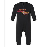 Equality Inclusion Diversity Equity Love Never Fails Teacher Infant Fleece One Piece