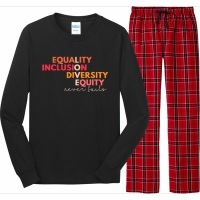 Equality Inclusion Diversity Equity Love Never Fails Teacher Long Sleeve Pajama Set