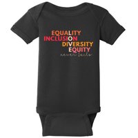 Equality Inclusion Diversity Equity Love Never Fails Teacher Baby Bodysuit