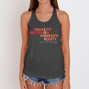 Equality Inclusion Diversity Equity Love Never Fails Teacher Women's Knotted Racerback Tank