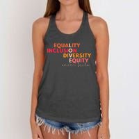 Equality Inclusion Diversity Equity Love Never Fails Teacher Women's Knotted Racerback Tank