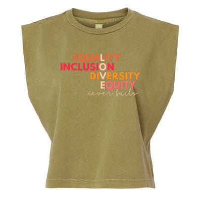 Equality Inclusion Diversity Equity Love Never Fails Teacher Garment-Dyed Women's Muscle Tee