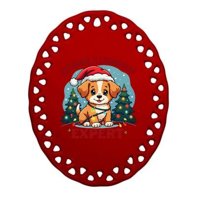 Exterior Illumination Expert Christmas Lights Kawaii Puppies Ceramic Oval Ornament