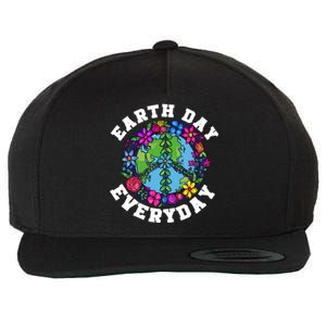 Everyday Is Earth Day Flowers Earth Peace Sign Earth Day Gift Wool Snapback Cap