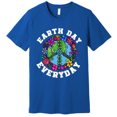 Everyday Is Earth Day Flowers Earth Peace Sign Earth Day Gift Premium T-Shirt