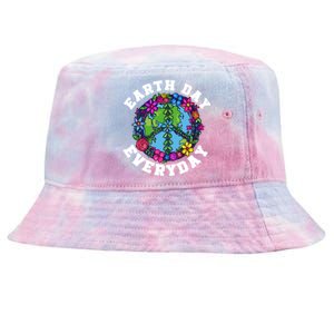 Everyday Is Earth Day Flowers Earth Peace Sign Earth Day Gift Tie-Dyed Bucket Hat