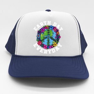 Everyday Is Earth Day Flowers Earth Peace Sign Earth Day Gift Trucker Hat