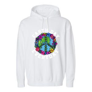 Everyday Is Earth Day Flowers Earth Peace Sign Earth Day Gift Garment-Dyed Fleece Hoodie