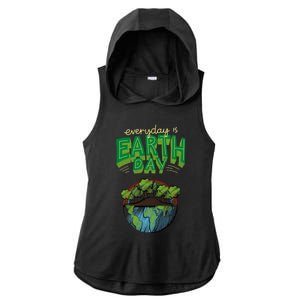 Everyday Is Earth Day Save The Earth Gift Ladies PosiCharge Tri-Blend Wicking Draft Hoodie Tank