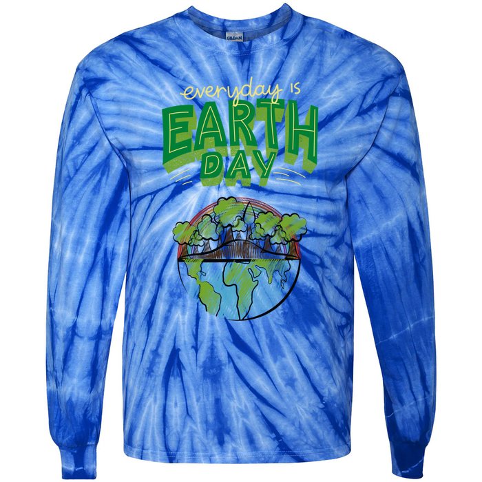 Everyday Is Earth Day Save The Earth Gift Tie-Dye Long Sleeve Shirt