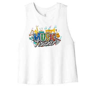 Education Instruts Educator Gift School Music Teacher Gift Women's Racerback Cropped Tank