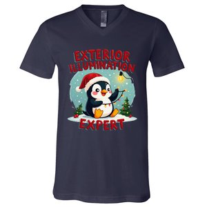 Exterior Illumination Expert Christmas Lights Kawaii Penguin V-Neck T-Shirt