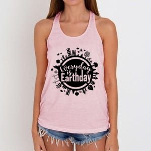 Everyday Is Earth Day Environtal Climate Change Great Gift Women's Knotted Racerback Tank