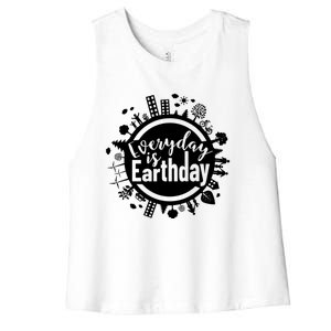 Everyday Is Earth Day Environtal Climate Change Great Gift Women's Racerback Cropped Tank